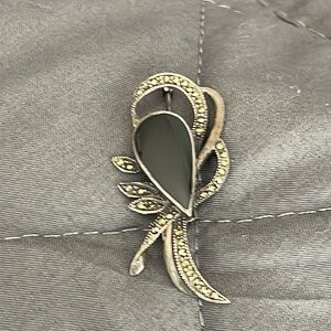 Art Nouveau Revival Onyx pin